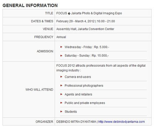 【印尼展覽】2012雅加達攝影展(Jakarta Photo & Digital Imaging)2/28-3/4